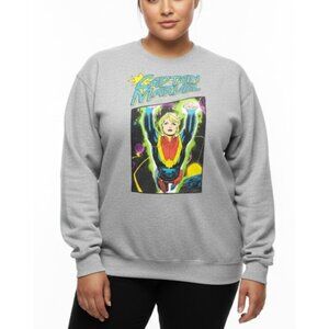 Marvel Captain Marvel Sweatshirt Women Plus Size 1 Graphic Crewneck Gray Fifth S